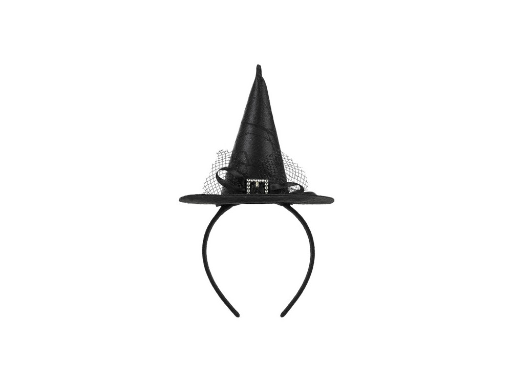 Halloweenowa opaska Kapelusz Czarownicy - czarna 17 x 28 cm