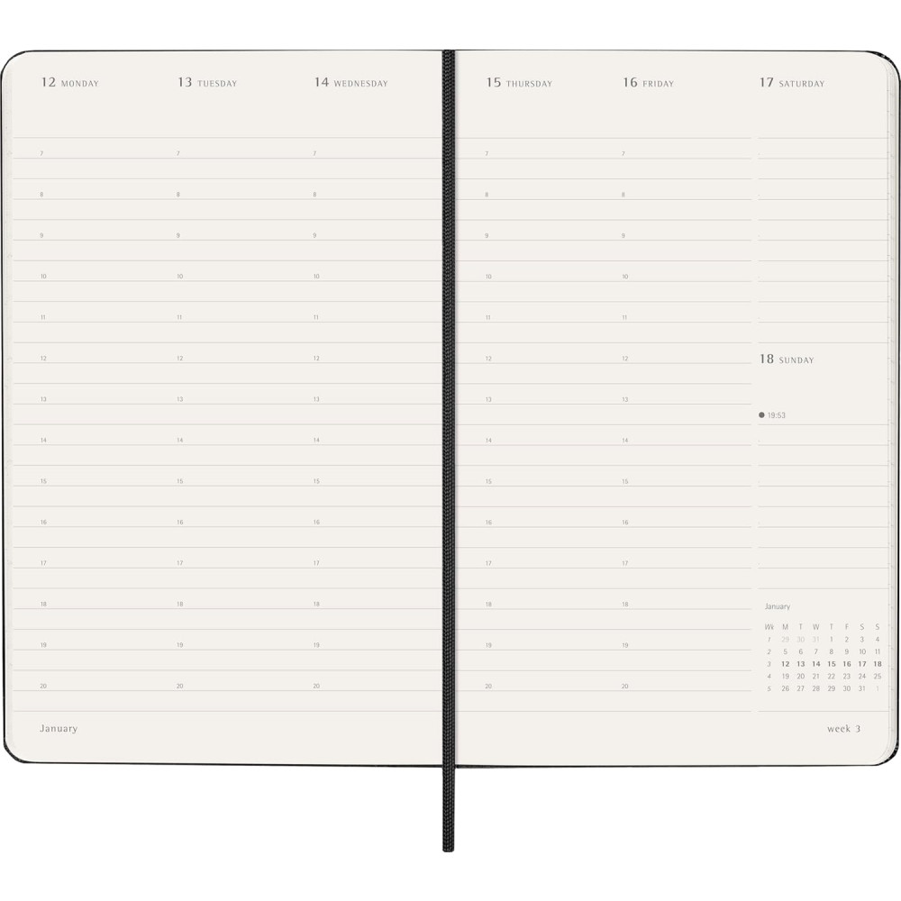 Kalendarz tygodniowy wertykalny PRO 2026 L - Moleskine - Black twarda okładka