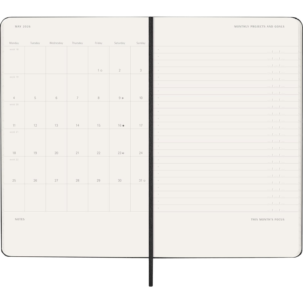 Kalendarz tygodniowy wertykalny PRO 2026 L - Moleskine - Black twarda okładka