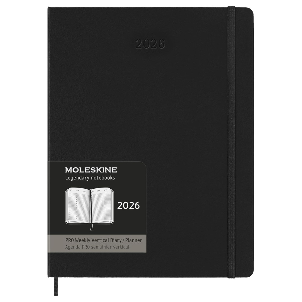 Weekly vertical planner Pro 2026 XL - Moleskine - Black hard cover