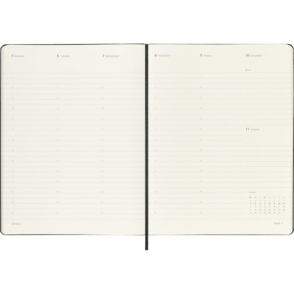 Weekly vertical planner Pro 2026 XL - Moleskine - Black hard cover