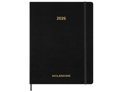 Kalendarz tygodniowy wertykalny 2026 XXL - Moleskine - Black miękka okładka