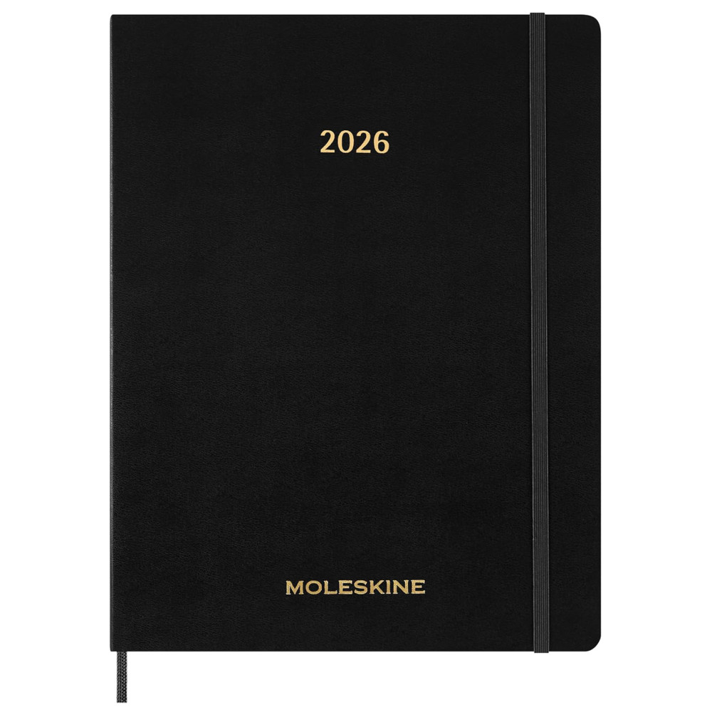 Kalendarz tygodniowy wertykalny 2026 XXL - Moleskine - Black miękka okładka