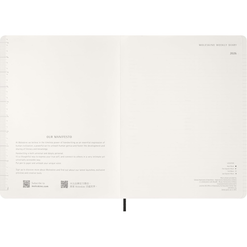 Weekly vertical planner 2026 XXL - Moleskine - Black soft cover