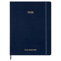 Kalendarz tygodniowy wertykalny 2026 XXL - Moleskine - Sapphire Blue miękka okładka