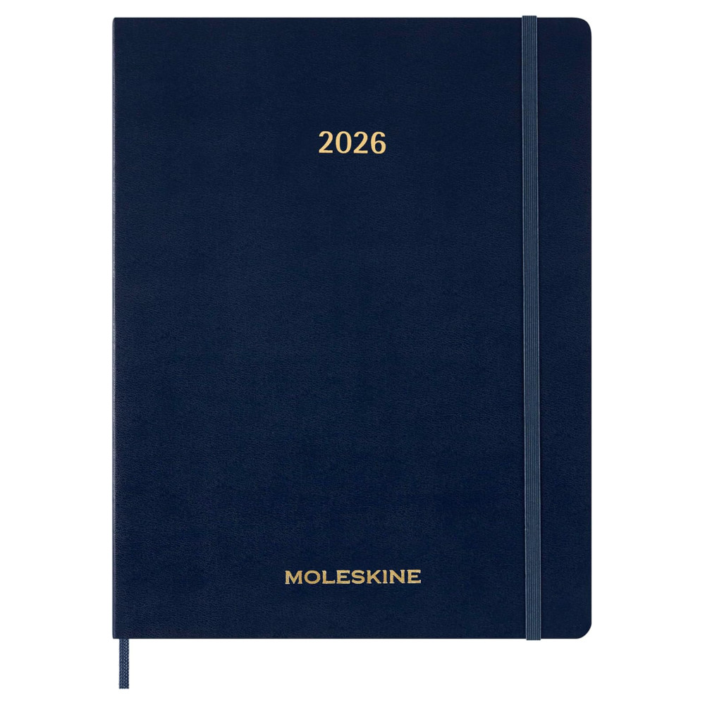 Kalendarz tygodniowy wertykalny 2026 XXL - Moleskine - Sapphire Blue miękka okładka