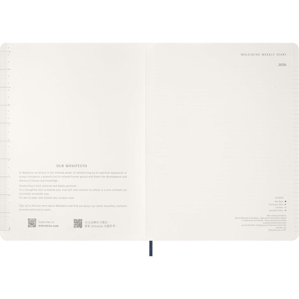 Weekly vertical planner 2026 XXL - Moleskine - Sapphire Blue soft cover