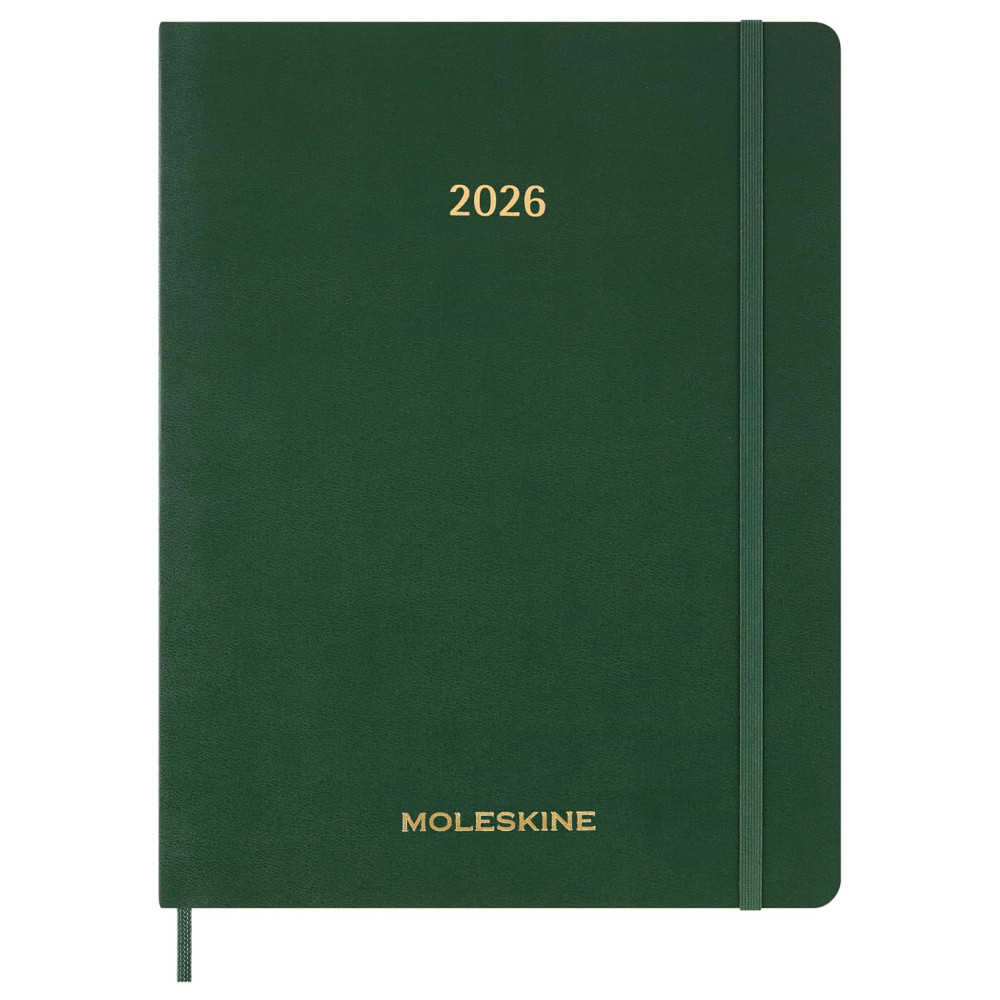 Kalendarz tygodniowy wertykalny 2026 XXL - Moleskine - Myrtle Green miękka okładka