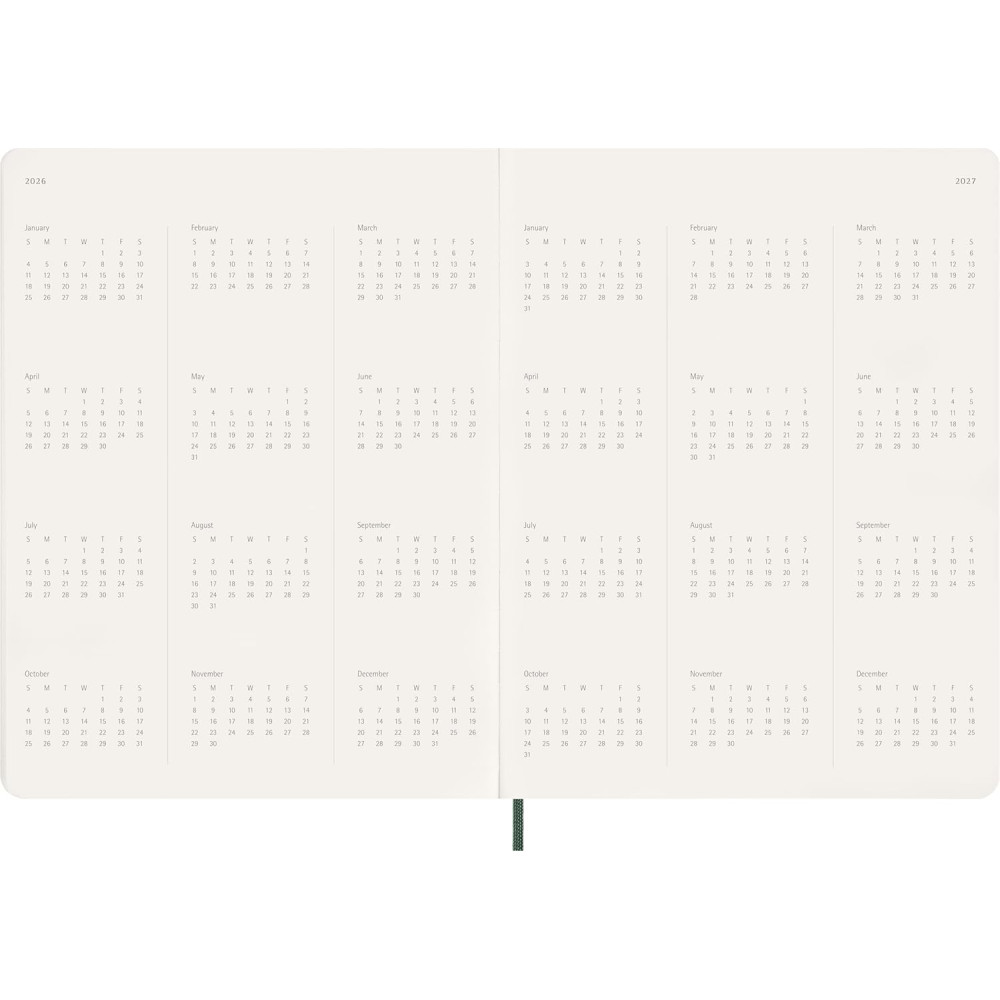 Weekly vertical planner 2026 XXL - Moleskine - Myrtle Green soft cover