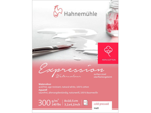 Expression Watercolour mini paper pad - Hahnemühle - 8 x 10,5 cm 300 g 12 sheets