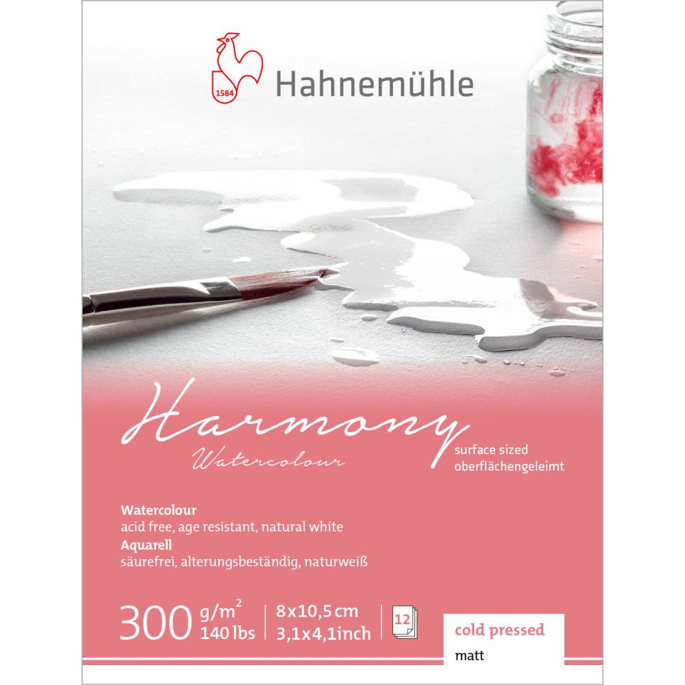 Harmony Watercolour mini paper pad 8 x 10,5 cm - Hahnemühle - 300 g 12 sheets