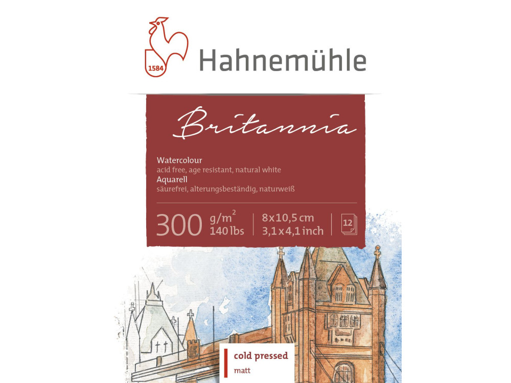 Britannia Watercolour mini paper pad 8 x 10,5 cm - Hahnemühle - 300 g 12 sheets