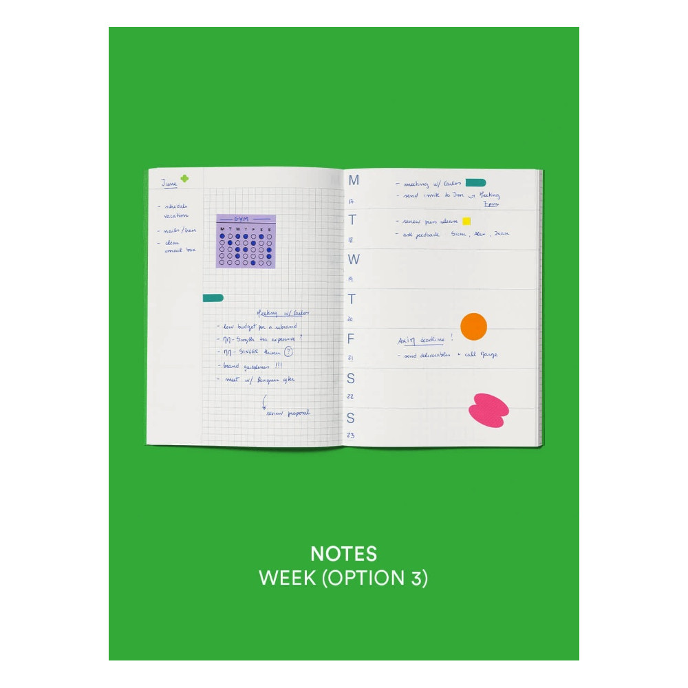 Planer niedatowany z notatnikiem A5 - mishmash - Lucky Green