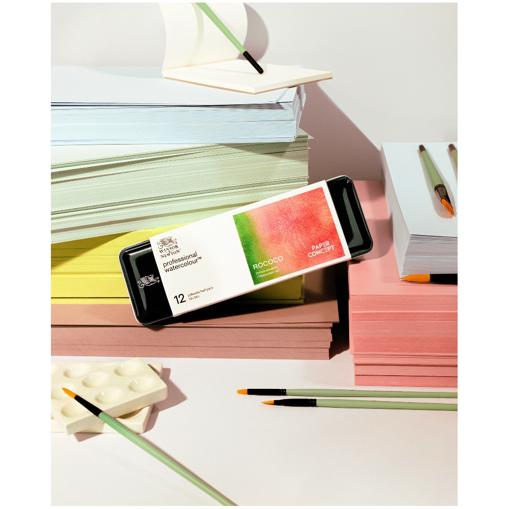 Zestaw akwareli w półkostkach Professional Rococo - Winsor & Newton x PaperConcept - 12 szt.
