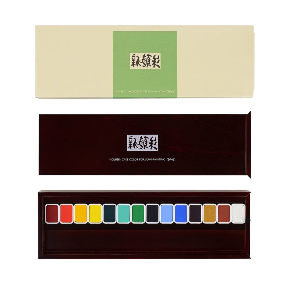 Zestaw akwareli w kostce Shin-Gansai - Holbein - 14 szt.