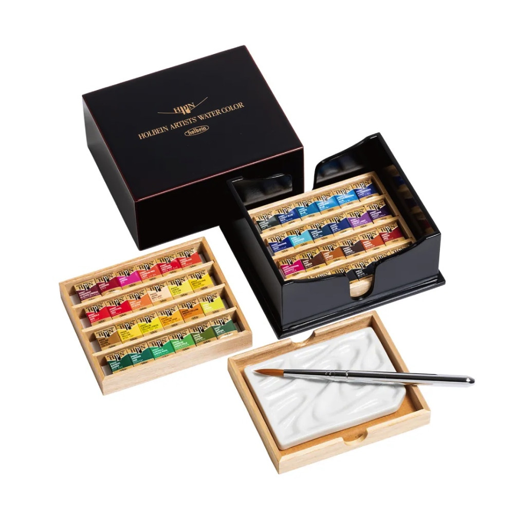 Set of half-pan Artists' Watercolor paints - Holbein - 48 colors