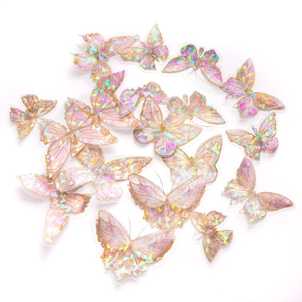 Naklejki foliowe połyskujące Motyle - DpCraft - Crystal Pink 20 szt.