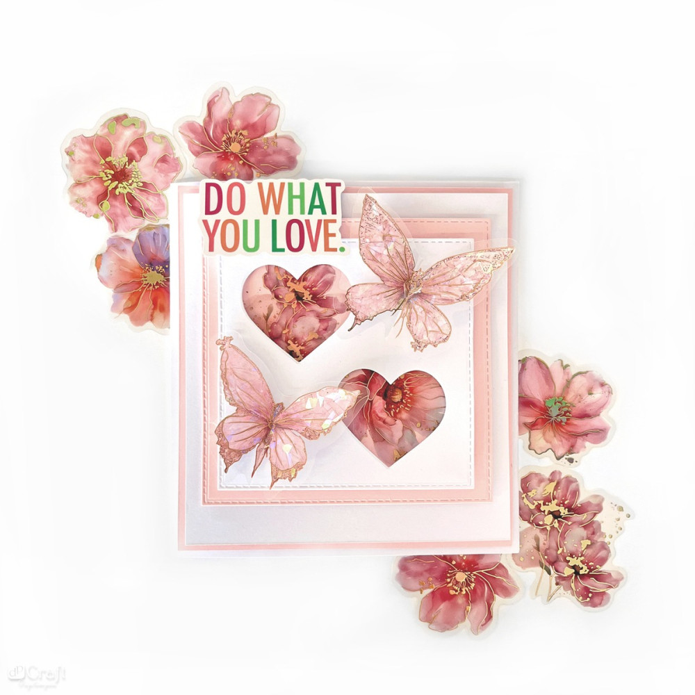 Naklejki foliowe połyskujące Motyle - DpCraft - Crystal Pink 20 szt.