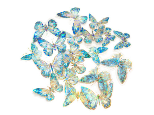 Naklejki foliowe połyskujące Motyle - DpCraft - Blue Stardust 20 szt.