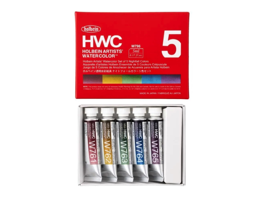 Zestaw akwareli Artists’ Watercolor Nightfall - Holbein - 5 ml x 5 szt.