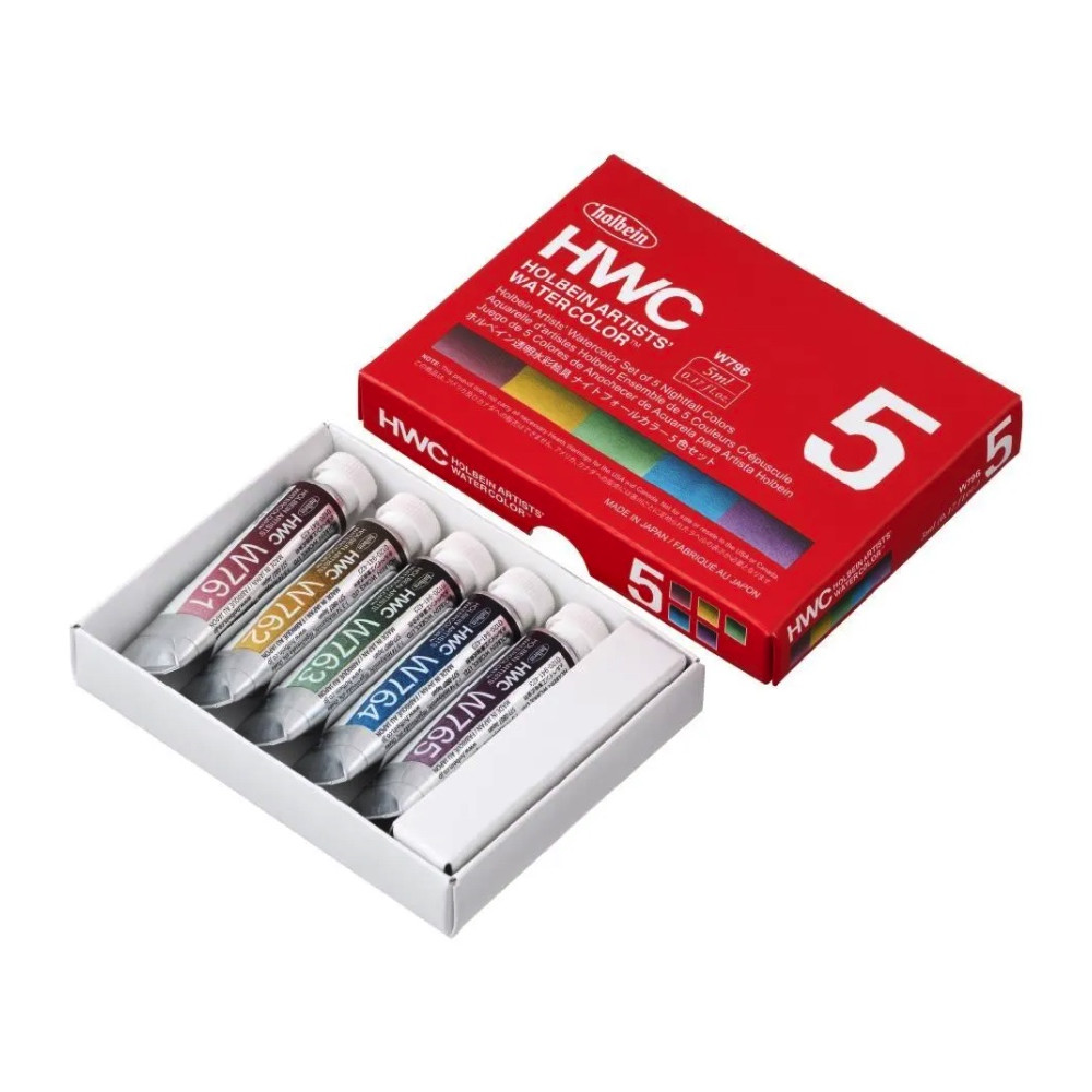 Set of Nightfall Artists' Watercolor paints - Holbein - 5 x 5 ml