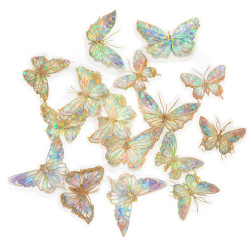 Glitter foil stickers Butterflies - DpCraft - Moonstone 20 pcs.