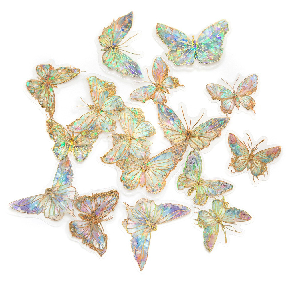 Glitter foil stickers Butterflies - DpCraft - Moonstone 20 pcs.