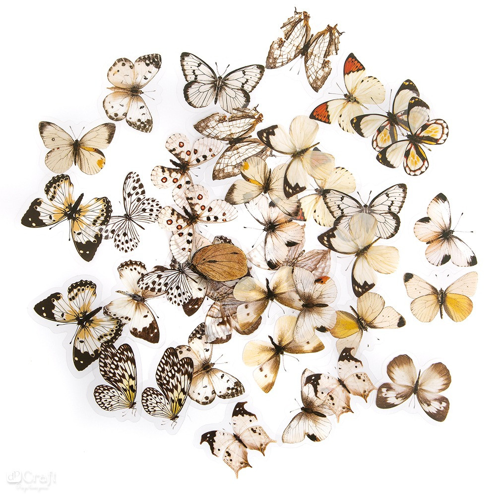 Foil stickers Butterflies - DpCraft - Black & White 40 pcs.