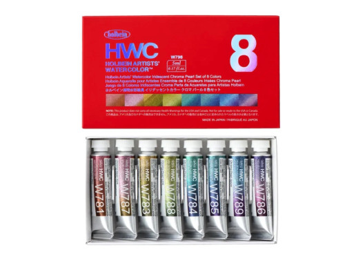 Zestaw akwareli Artists’ Watercolor Chroma Pearl - Holbein - 5 ml x 8 szt.