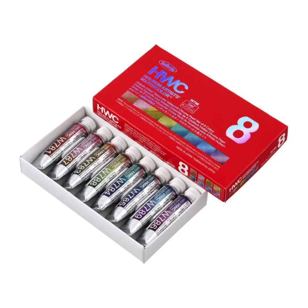 Set of Chroma Pearl Artists' Watercolor paints - Holbein - 8 pcs. x 5 ml