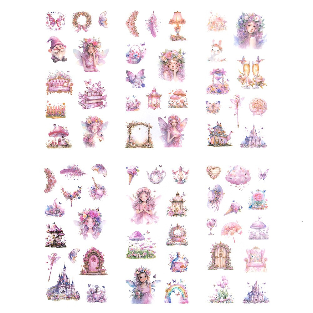 Foil stickers Fairies - DpCraft - Crystal Pink 6 sheets
