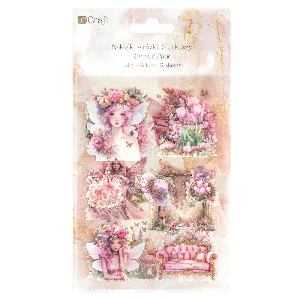 Naklejki foliowe połyskujące Wróżki - DpCraft - Pink 6 ark.