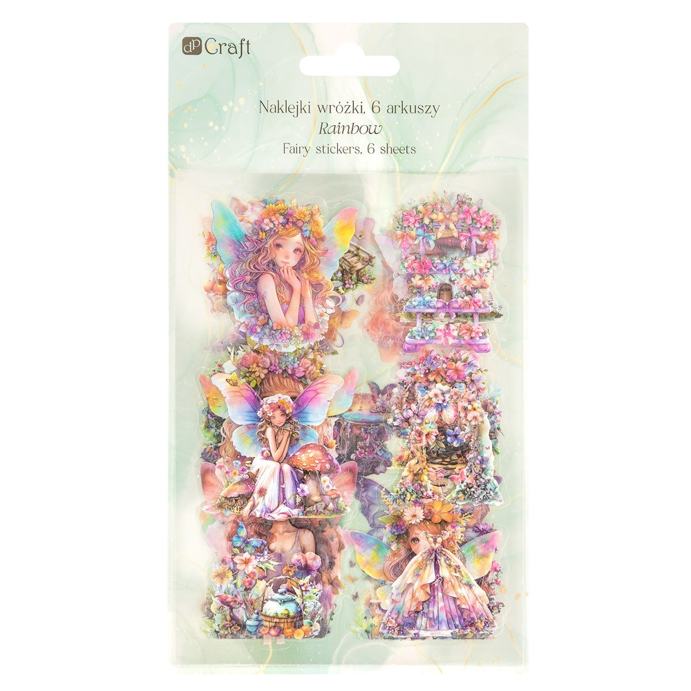 Glitter foil stickers Fairies - DpCraft - Rainbow 6 sheets