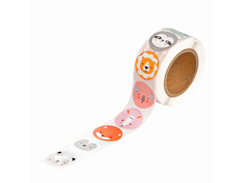 Motivational stickers on a roll Cute Animals - DpCraft - 2,5 cm 500 pcs.