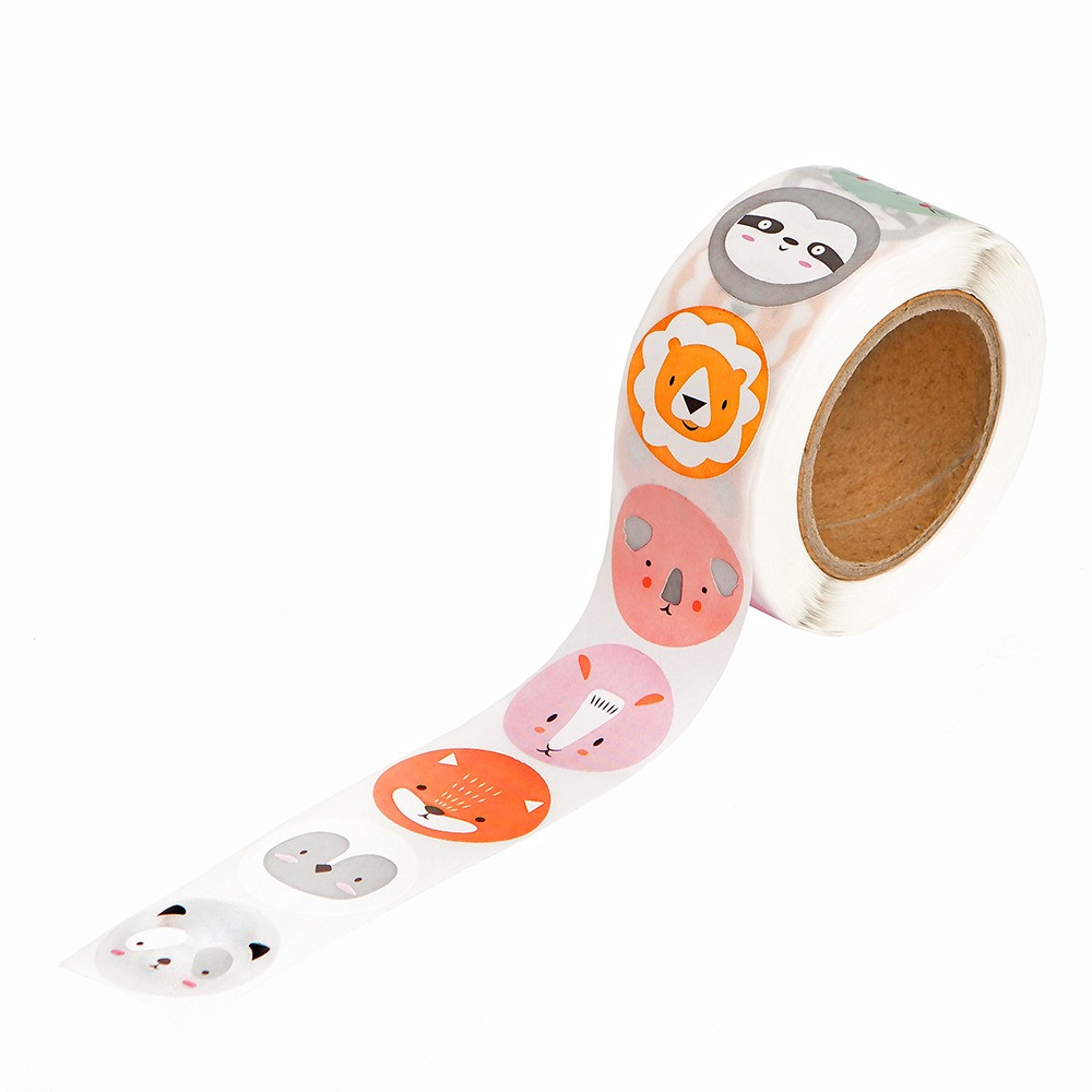 Motivational stickers on a roll Cute Animals - DpCraft - 2,5 cm 500 pcs.