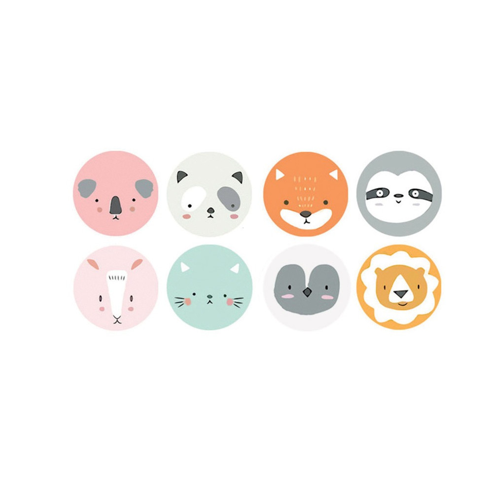 Motivational stickers on a roll Cute Animals - DpCraft - 2,5 cm 500 pcs.