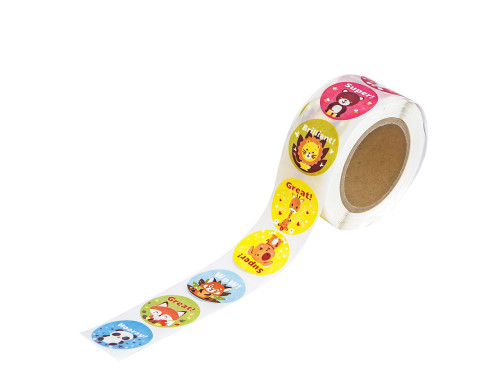 Naklejki motywacyjne na rolce Zwierzątka i napisy - DpCraft - 2,5 cm 500 szt.