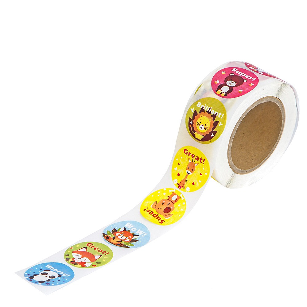 Motivational stickers on a roll Animals and inscriptions - DpCraft - 2,5 cm 500 pcs.