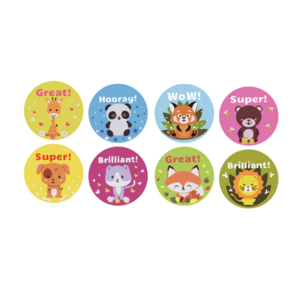 Motivational stickers on a roll Animals and inscriptions - DpCraft - 2,5 cm 500 pcs.
