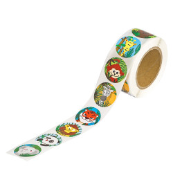 Motivational stickers on a roll Animals jungle - DpCraft - 2,5 cm 500 pcs.