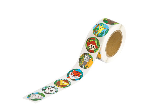 Motivational stickers on a roll Animals jungle - DpCraft - 2,5 cm 500 pcs.