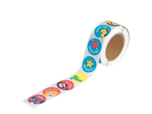 Motivational stickers on a roll Animals and symbols - DpCraft - 2,5 cm 500 pcs.