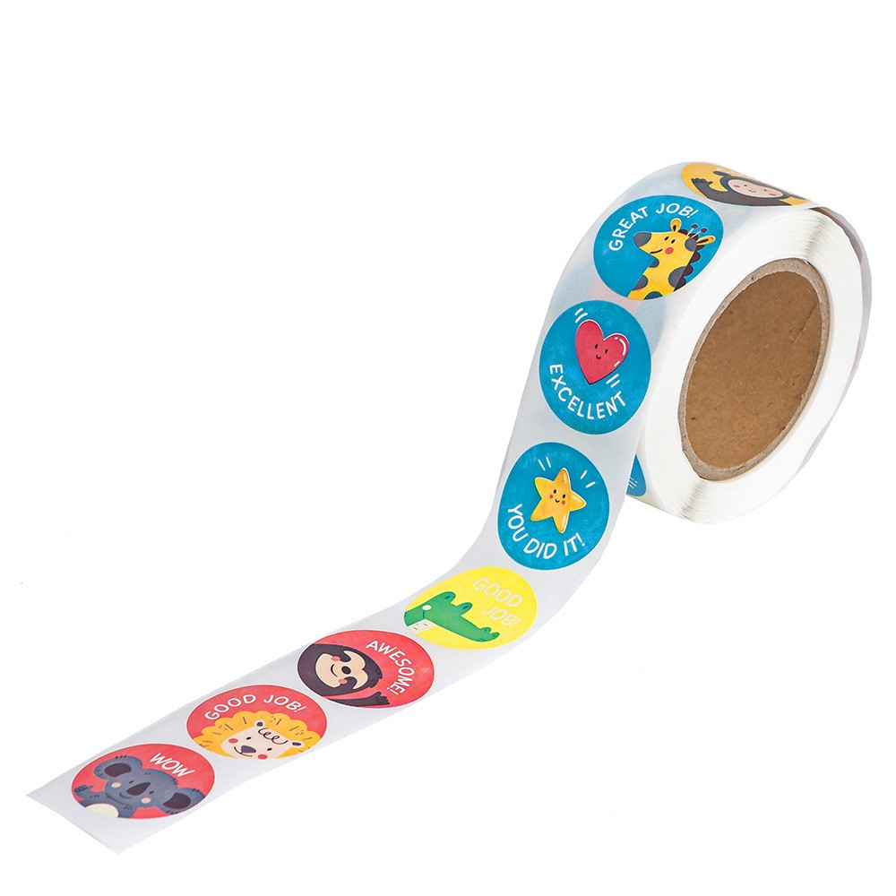 Motivational stickers on a roll Animals and symbols - DpCraft - 2,5 cm 500 pcs.