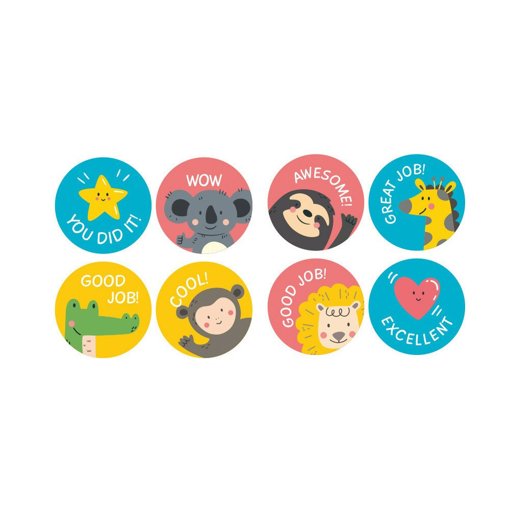 Motivational stickers on a roll Animals and symbols - DpCraft - 2,5 cm 500 pcs.