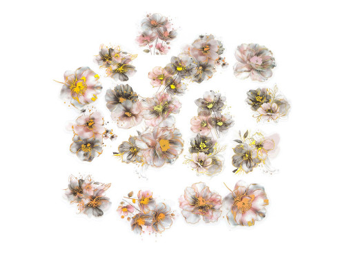 Glitter foil stickers Flowers - DpCraft - Gray Powder 20 pcs.