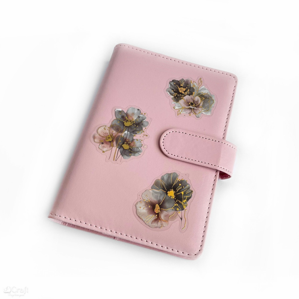 Glitter foil stickers Flowers - DpCraft - Gray Powder 20 pcs.