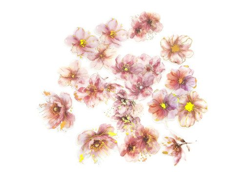 Naklejki foliowe połyskujące Kwiaty - DpCraft - Pink Blush 20 szt.