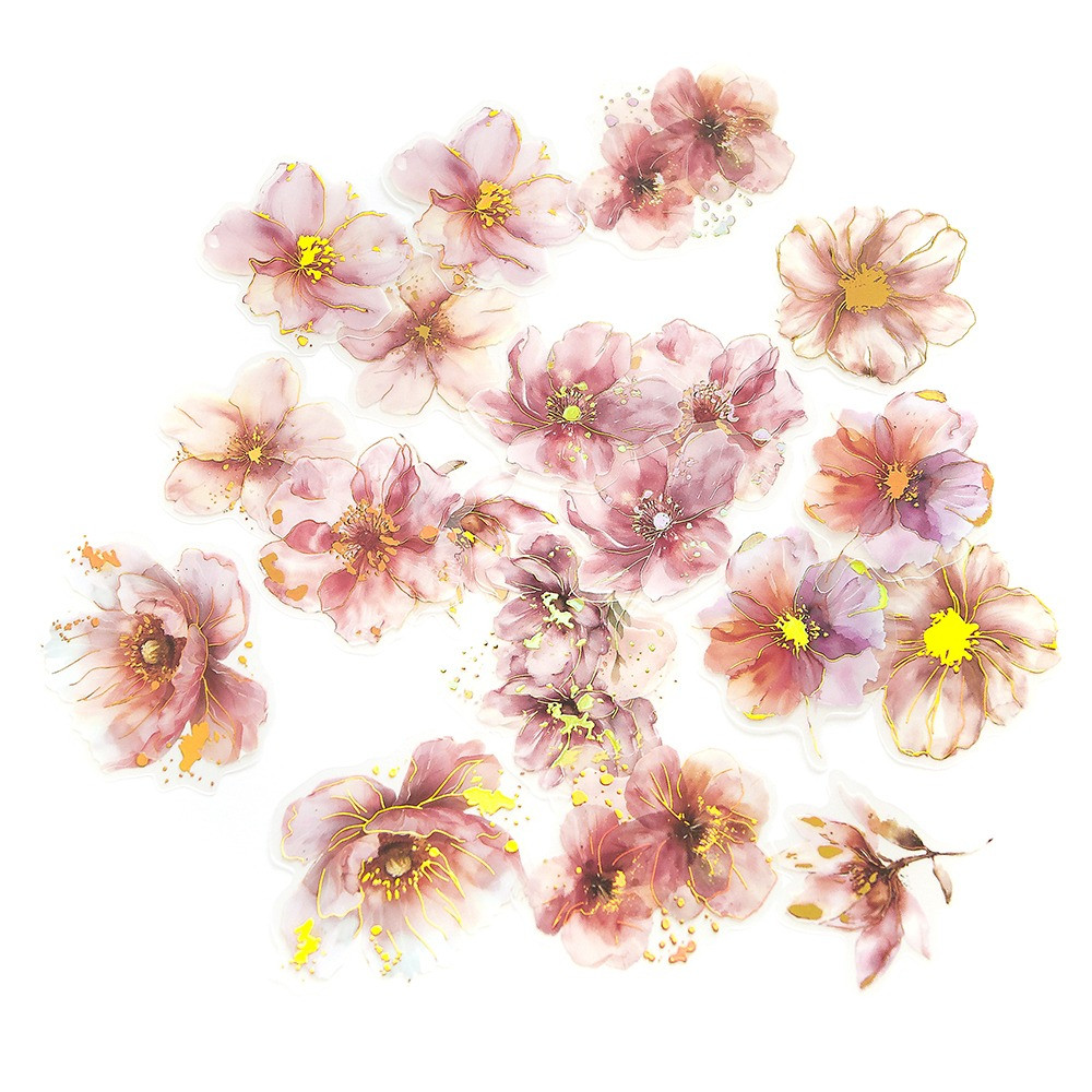 Naklejki foliowe połyskujące Kwiaty - DpCraft - Pink Blush 20 szt.