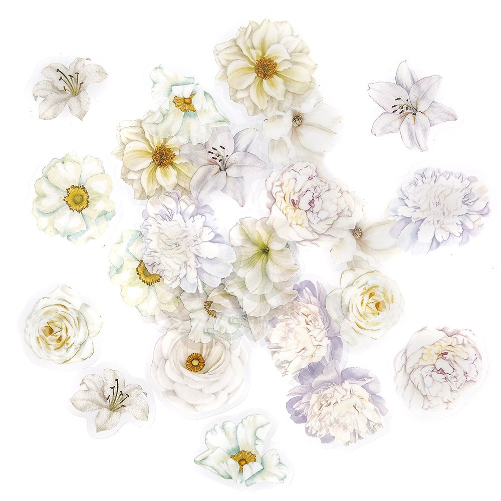 Foil stickers Flowers - DpCraft - Moonlight White 30 pcs.