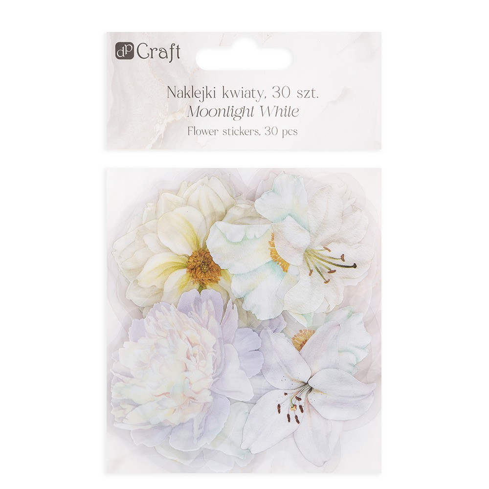 Foil stickers Flowers - DpCraft - Moonlight White 30 pcs.